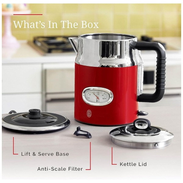 Encontraproduto.com.br - Chaleira Elétrica, 1.7L, Aço Inoxidável, 110v, RUSSELL HOBBS KE5550RDR, Vermelho