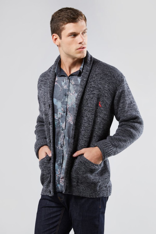 CARDIGAN RESERVA GOLA PLANA BICOLOR