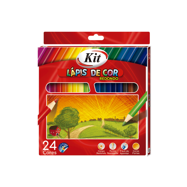 Encontraproduto.com.br - LAPIS DE COR INTEIRO 24 CORES KIT