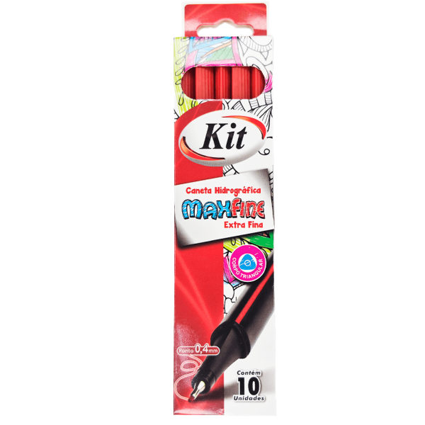 CANETA KIT MAX FINE 0.4MM VERMELHA