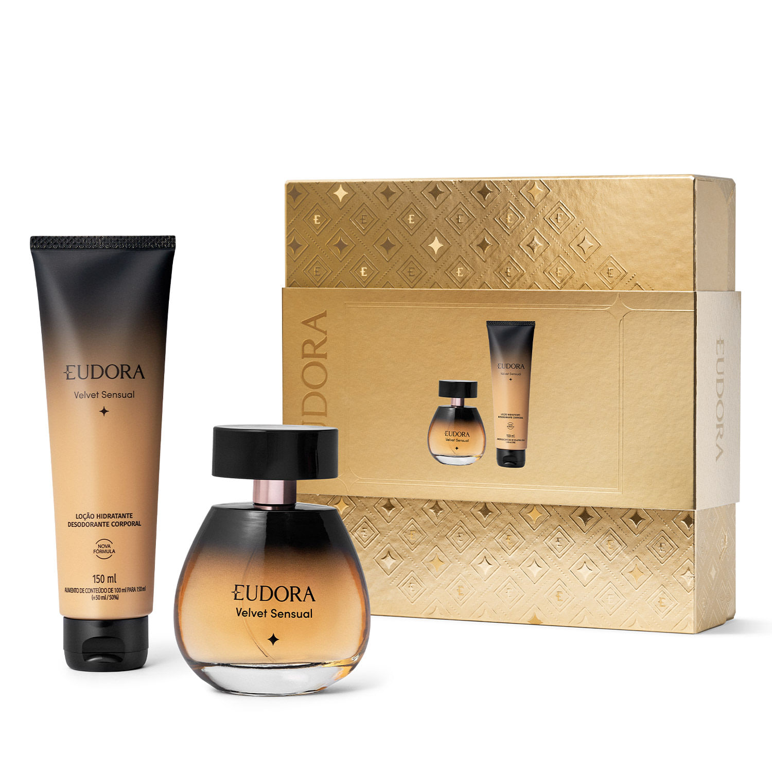 Eudora Velvet Sensual Kit Presente Natal Desodorante Colônia 100ml e Loção Desodorante Hidratante Corporal 150ml