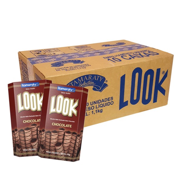 Tubinho de Wafer Look Chocolate 55g c/20 - Itamaraty