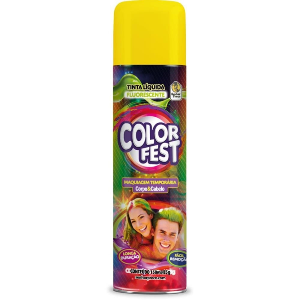 Tinta Spray Cabelo Color 150ml Amarelo Fluor