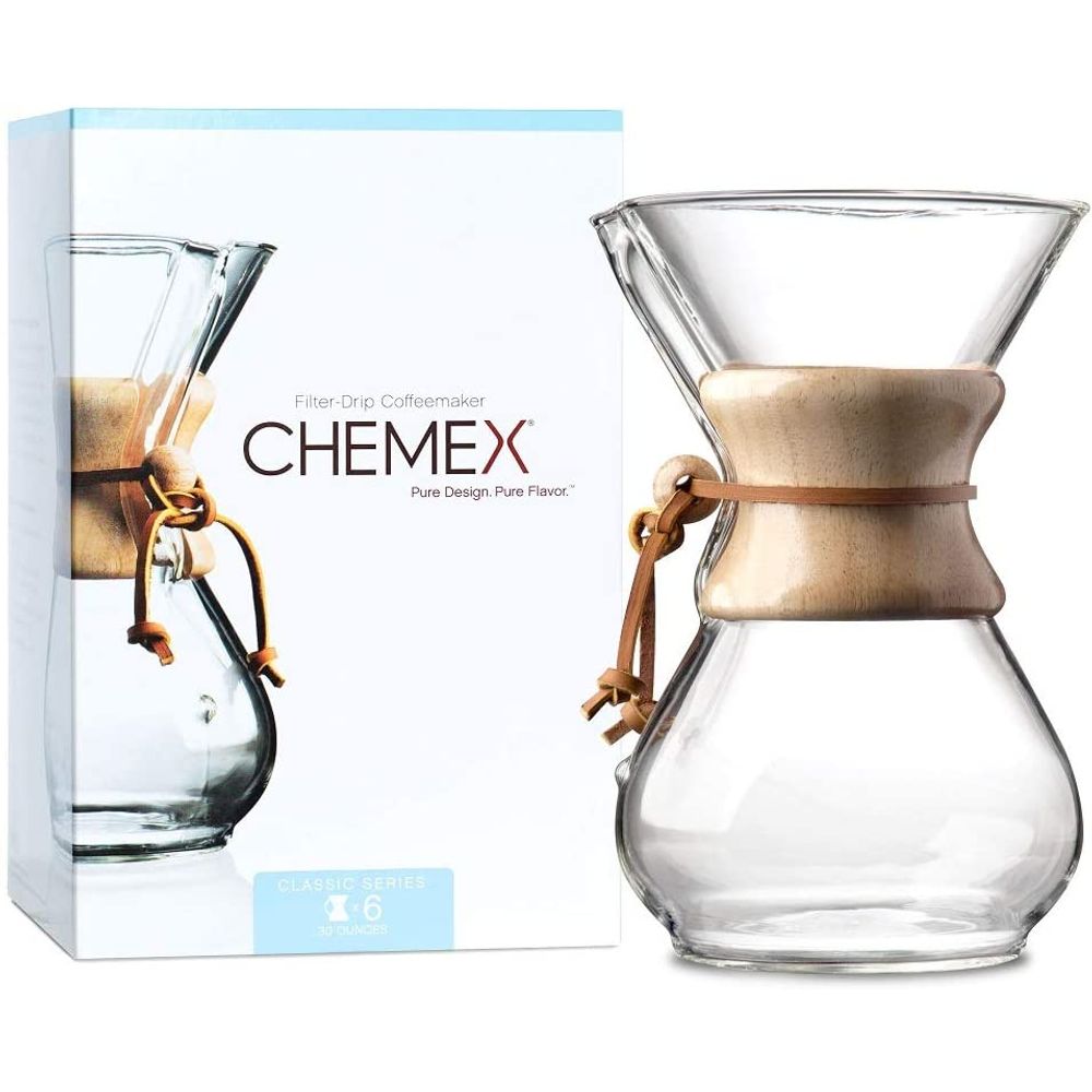 Encontraproduto.com.br - Coador Chemex com Colar de Madeira 6 Xícaras
