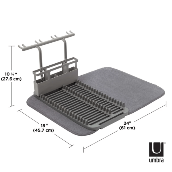 Encontraproduto.com.br - Escorredor de Louças Tapete Udry com Porta Taças Cinza