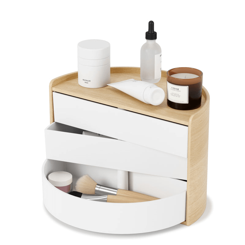 Caixa Organizadora Moona Branco e Natural 27x15x18cm Umbra