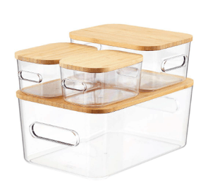 Conjunto Organizador Tampo de Bambu Uloft 4 Peças