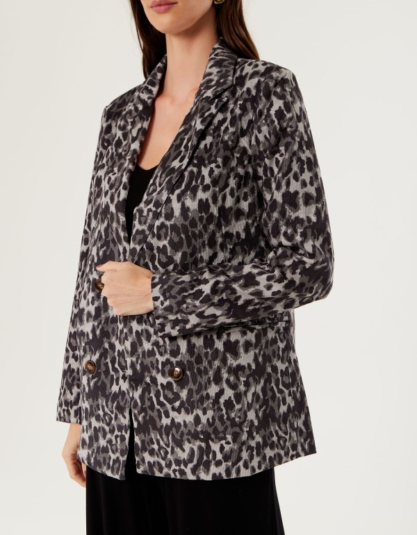 Encontraproduto.com.br - Blazer Estampado Onça - Cinza