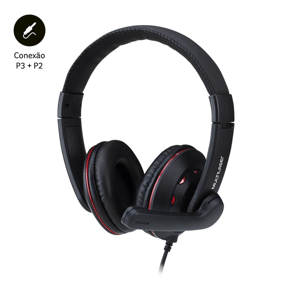 Fone de Ouvido Headset Gamer P3+P2 Preto e Vermelho Multilaser - PH335X [Reembalado]