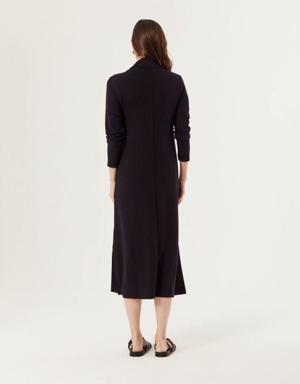 Encontraproduto.com.br - Vestido Midi Gola Alta - Preto