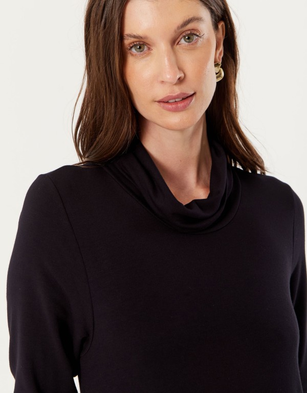 Encontraproduto.com.br - Vestido Midi Gola Alta - Preto