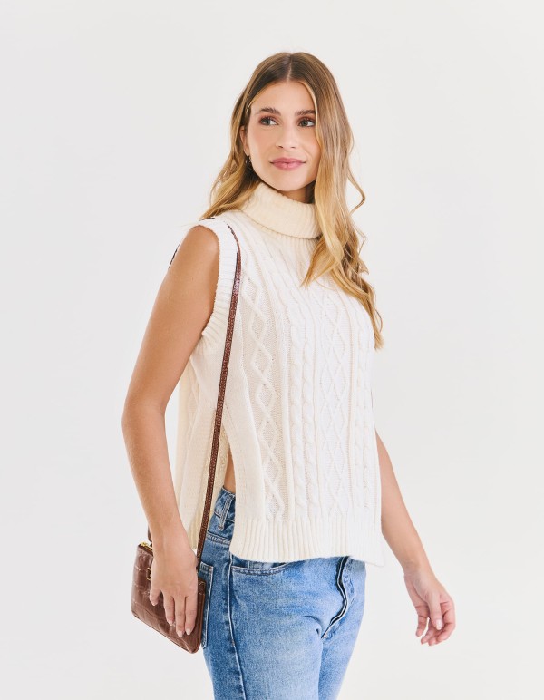 Colete Gola Alta Fenda Off White