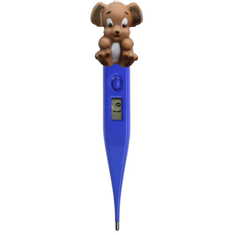 Encontraproduto.com.br - Termômetro Kids com Bichinho e Display de Cristal Líquido - Azul