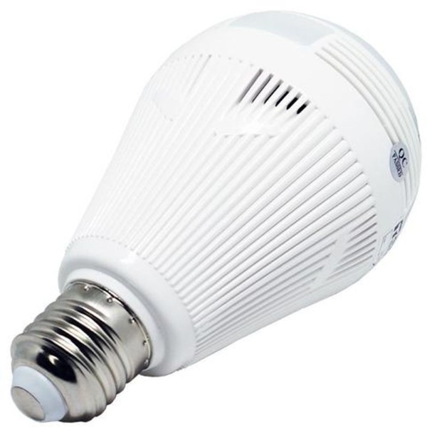 Encontraproduto.com.br - Lâmpada Câmera Espiã 360° Panorâmica Wifi Ip Led Bivolt Microfone Alto Falante Embutido Branca .
