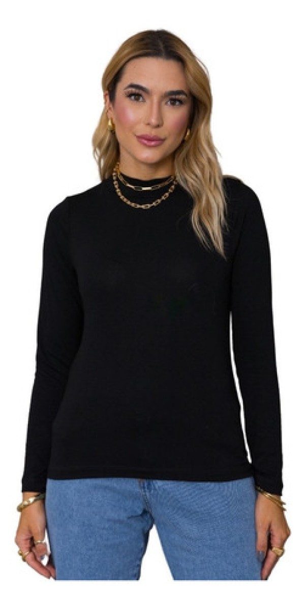 Blusa Básica Feminina Manga Longa P Ao Gg