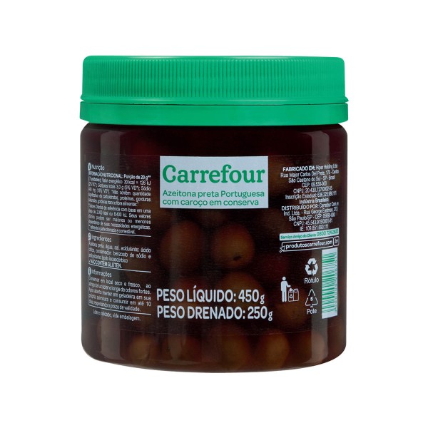 Encontraproduto.com.br - Azeitona Preta Portuguesa com Caroço Carrefour 250 g