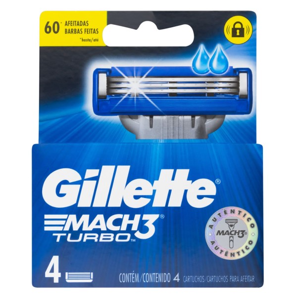Carga Para Aparelho De Barbear Gillette Mach3 Turbo C/4