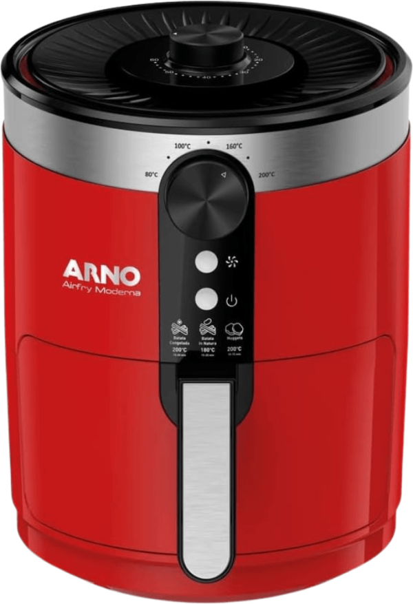 Fritadeira sem Óleo AirFry Arno Moderna com 3,5L de capacidade e  Cuba Antiaderente Vermelha VFRY