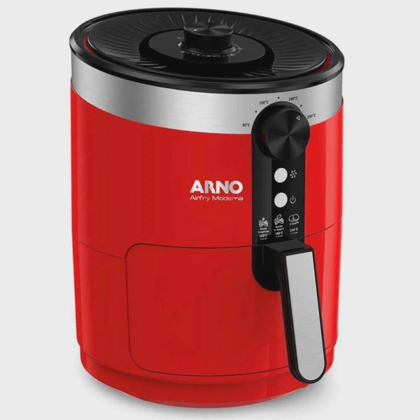 Encontraproduto.com.br - Fritadeira sem Óleo AirFry Arno Moderna com 3,5L de capacidade e  Cuba Antiaderente Vermelha VFRY