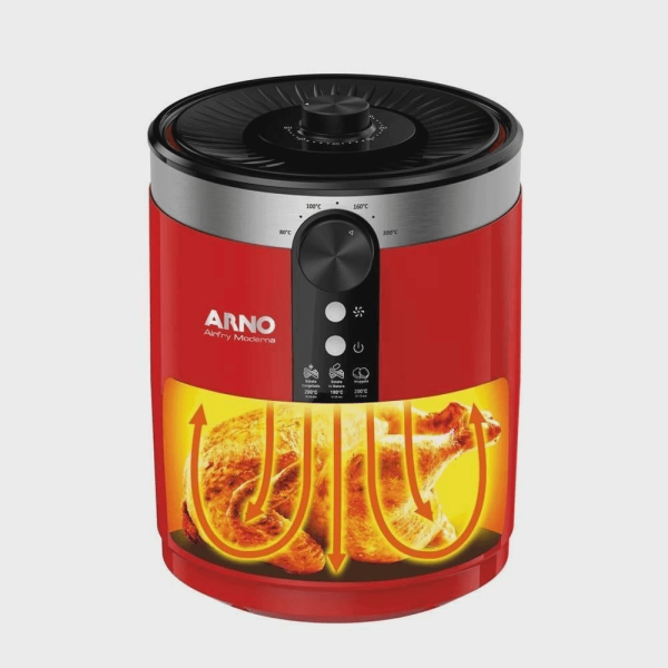 Encontraproduto.com.br - Fritadeira sem Óleo AirFry Arno Moderna com 3,5L de capacidade e  Cuba Antiaderente Vermelha VFRY
