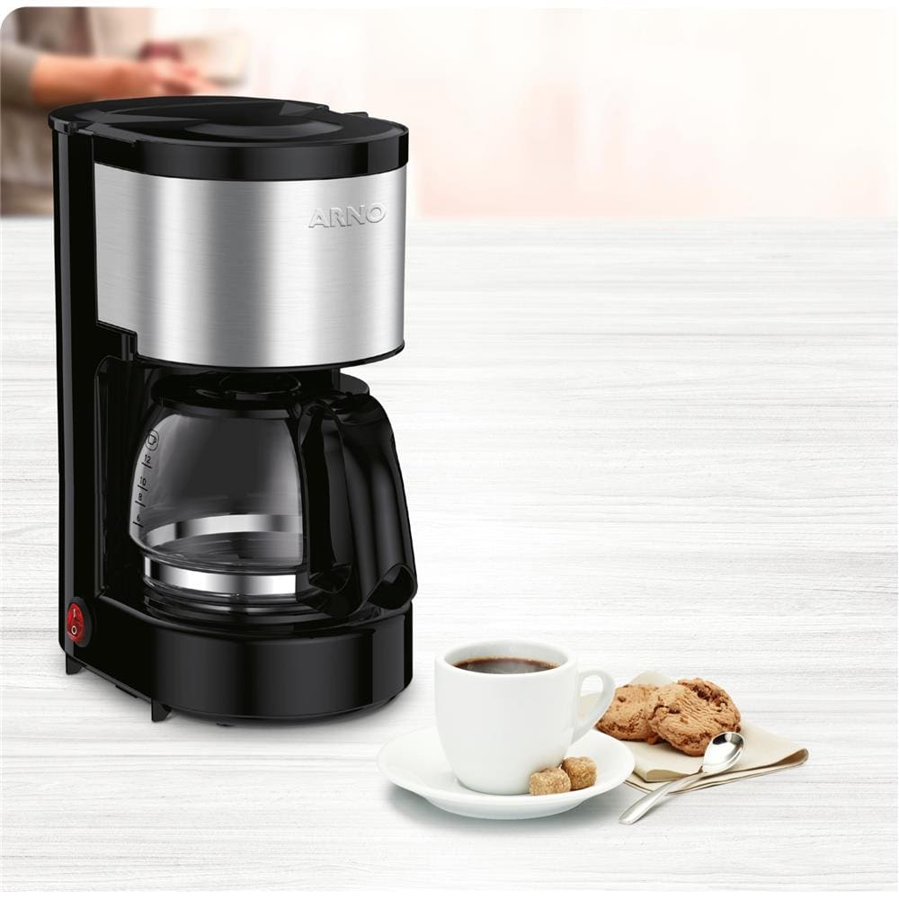 Encontraproduto.com.br - Cafeteira Filtro Perfectta Inox 600 Ml e Jarra de Vidro CFPI Arno