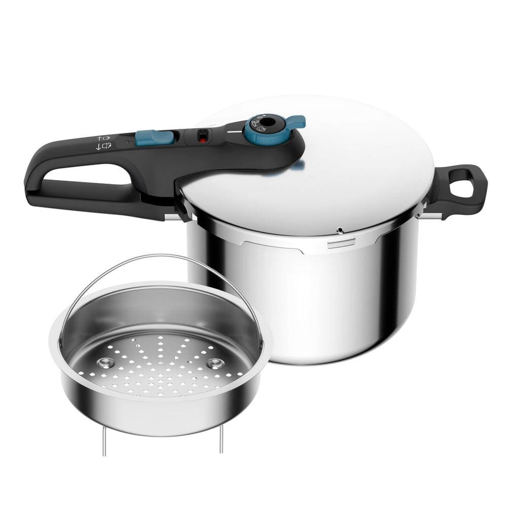 Encontraproduto.com.br - Panela de Pressão Rochedo Trendy em Aço Inox e Fechamento Externo com Cesta de Vapor – 6 L