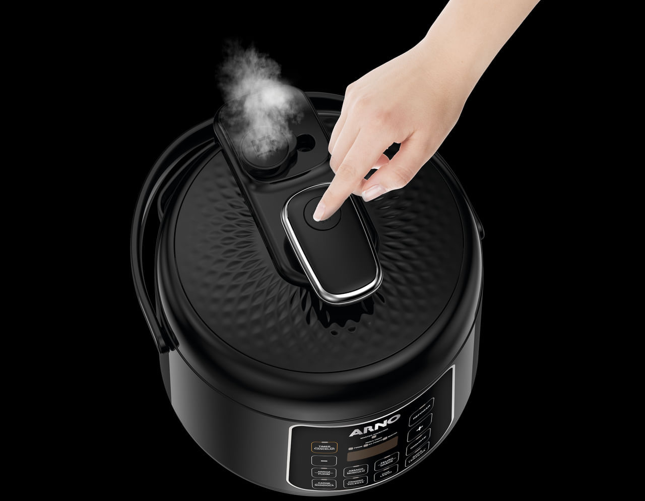 Encontraproduto.com.br - Panela de Pressão Elétrica Arno Digital Control Compacta 2,5L com Porta Fio PP25