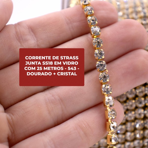 Encontraproduto.com.br - CORRENTE DE STRASS JUNTA SS18 EM VIDRO COM 25 METROS