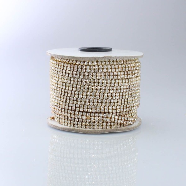 Encontraproduto.com.br - CORRENTE DE STRASS DUPLO SS16 EM VIDRO COM 25 METROS