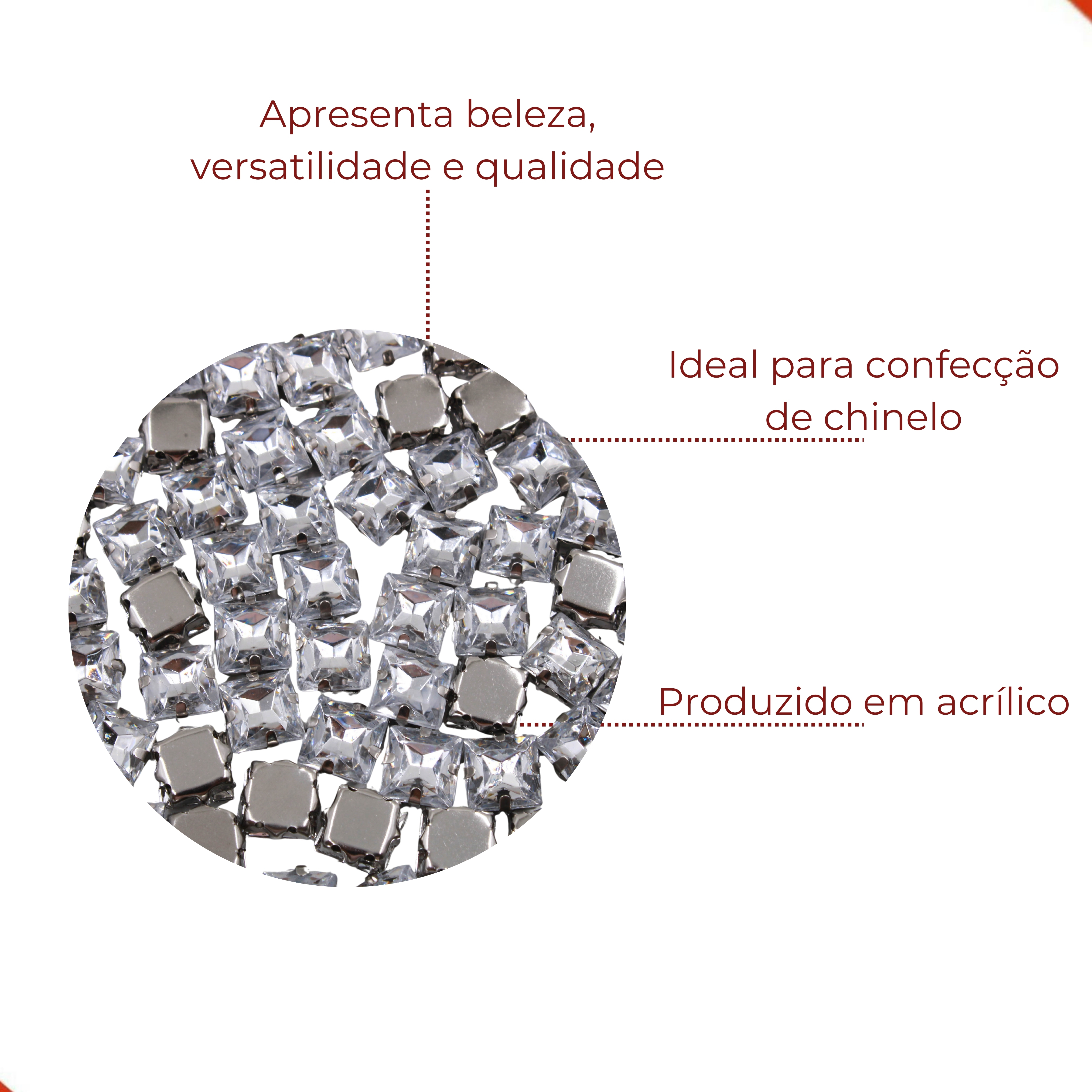 Encontraproduto.com.br - CHATON ENGRAMPADO QUADRADO 08MM EM ACRILICO COM 500 PEÇAS