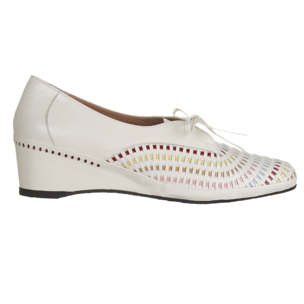 Encontraproduto.com.br - Sapato Feminino Marinucci S110 Tresse Off White/Iris