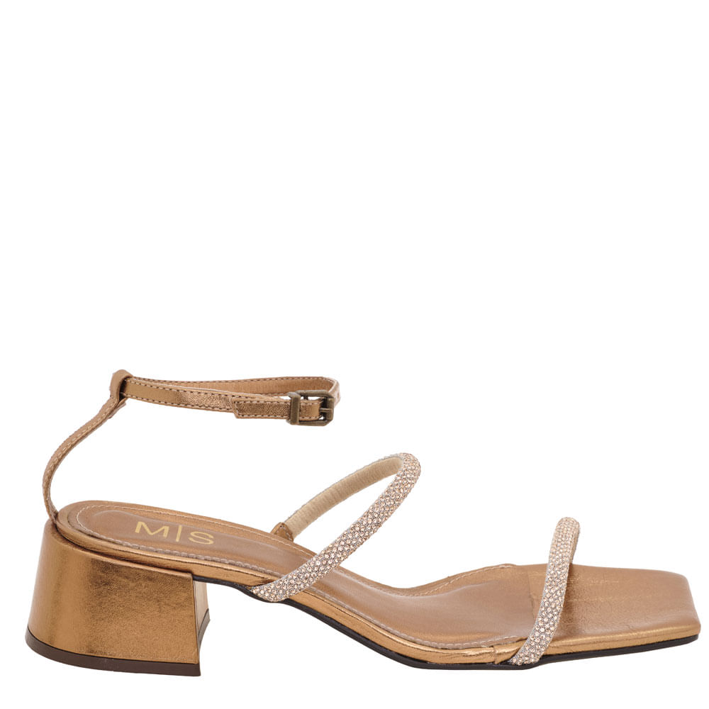 Encontraproduto.com.br - Sandália M|S Salto Bloco com Strass Bronze