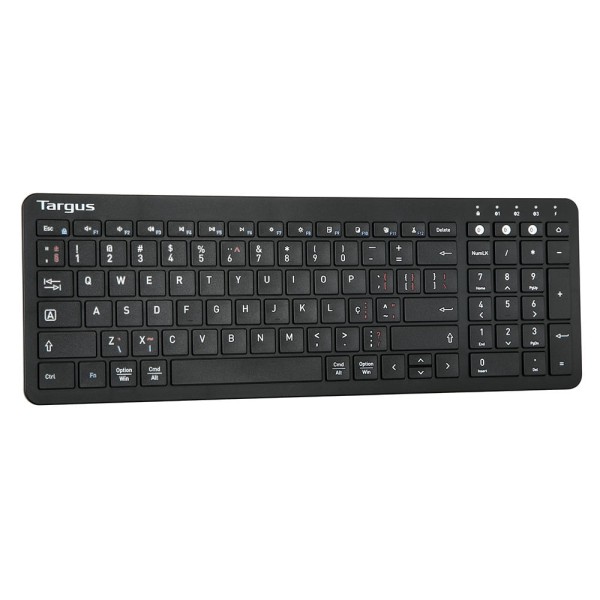 Encontraproduto.com.br - Teclado Sem Fio Midsize Antimicrobiano com Indicador de Bateria Dual Mode Bluetooth 5.1 Targus - AKB863OUT [Reembalado]