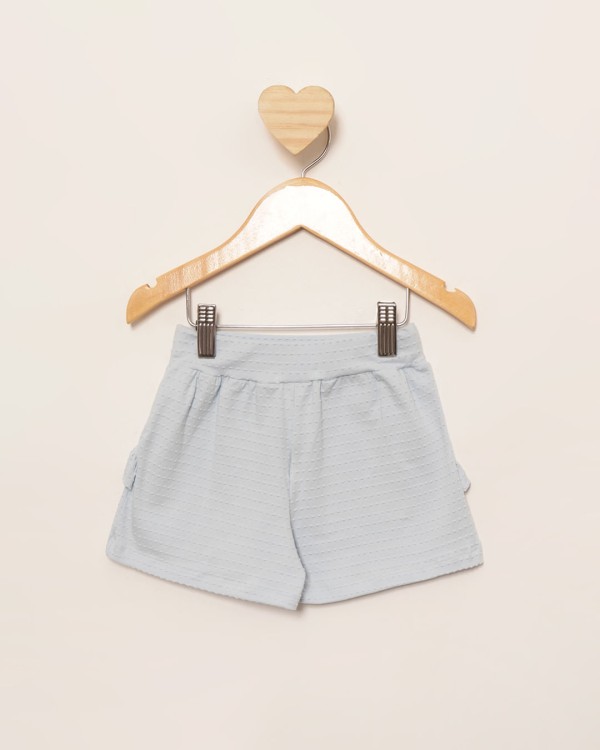 Encontraproduto.com.br - Short Bebê Curto Texturizado Com Babado Azul