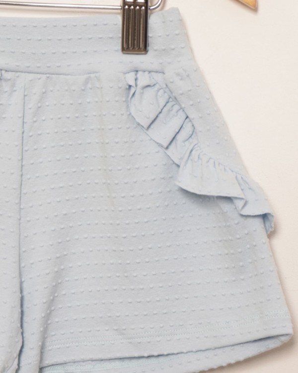 Encontraproduto.com.br - Short Bebê Curto Texturizado Com Babado Azul