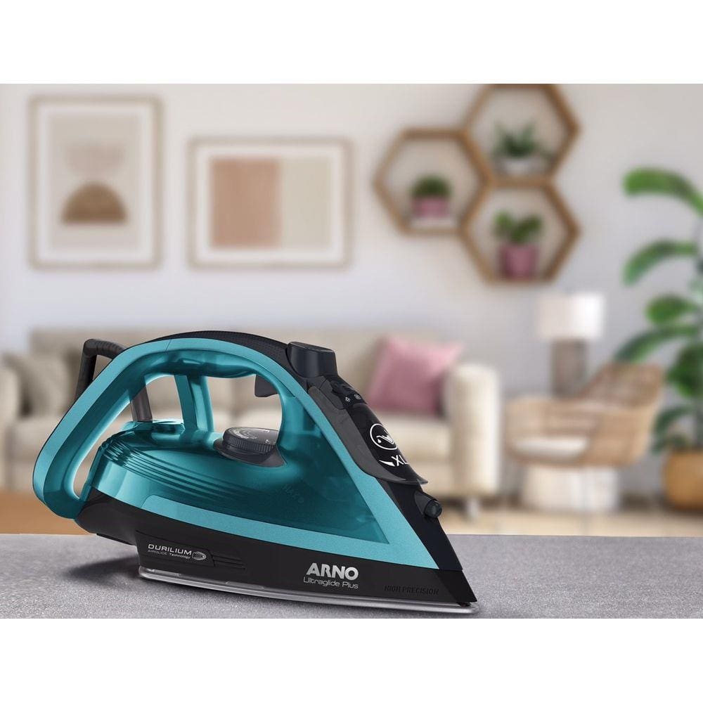 Encontraproduto.com.br - Ferro de Passar a Vapor Arno Ultragliss Plus com Spray e Base Durilium Airglide – Azul 220V