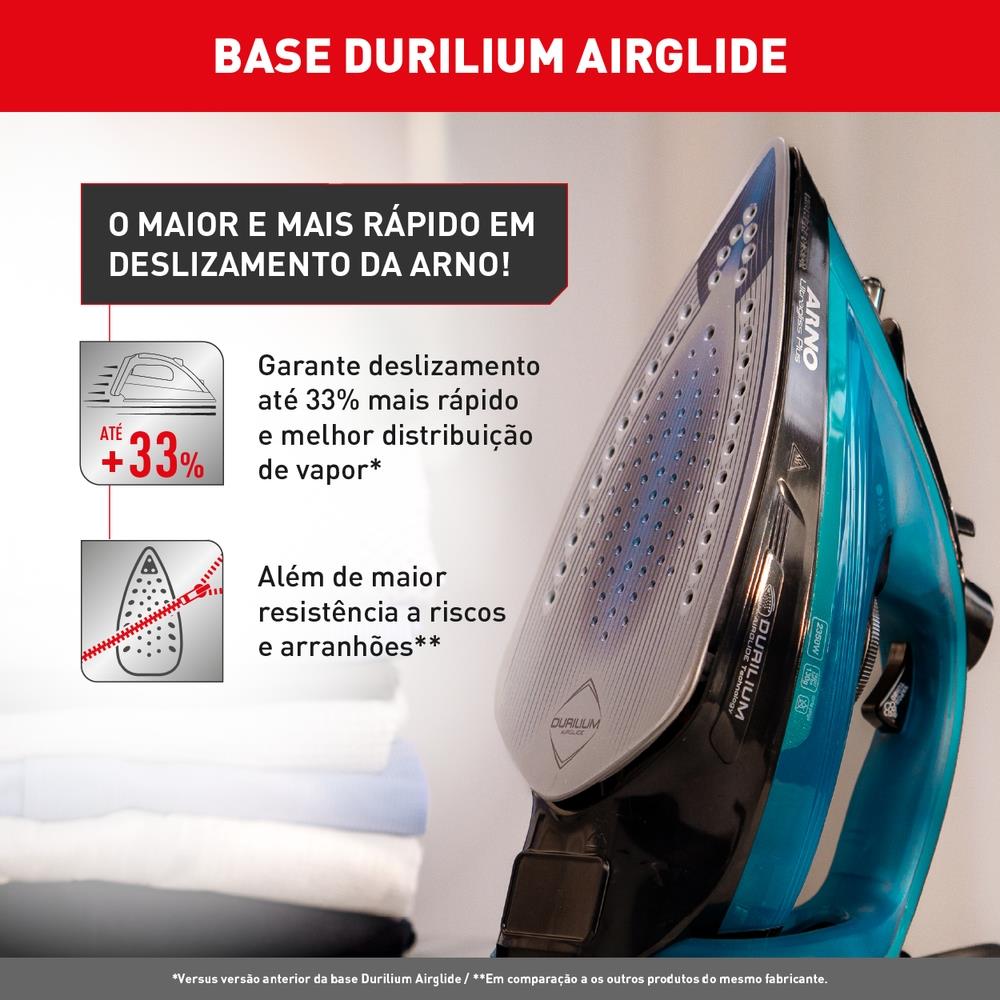 Encontraproduto.com.br - Ferro de Passar a Vapor Arno Ultragliss Plus com Spray e Base Durilium Airglide – Azul 220V