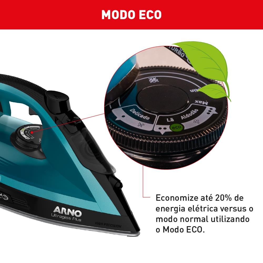 Encontraproduto.com.br - Ferro de Passar a Vapor Arno Ultragliss Plus com Spray e Base Durilium Airglide – Azul 220V