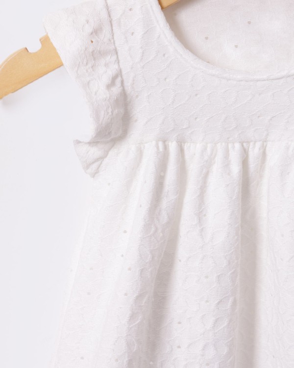 Encontraproduto.com.br - Vestido Bebê Curto Texturizado Off White