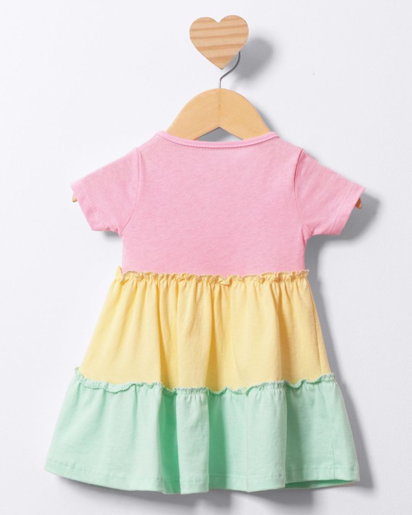 Encontraproduto.com.br - Vestido Bebê Curto Três Marias Com Fio Lurex Rosa