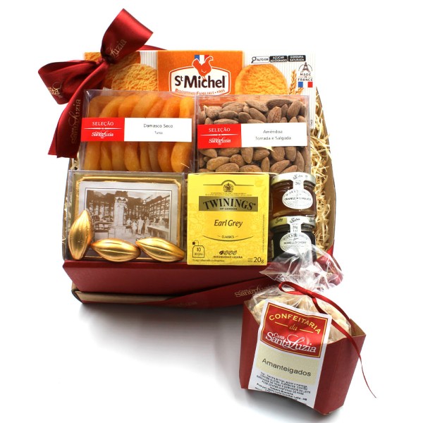 Cesta Presente Chá e Biscoito - 11 Itens