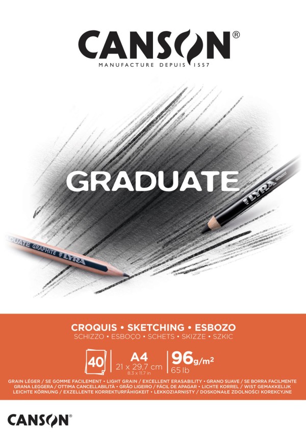 Encontraproduto.com.br - Bloco Graduate Croquis 96 g/m² A-4 21 x 29,7 cm com 40 Folhas Canson