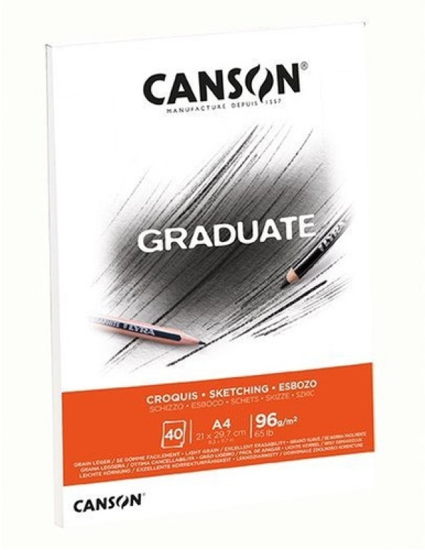 Encontraproduto.com.br - Bloco Graduate Croquis 96 g/m² A-4 21 x 29,7 cm com 40 Folhas Canson