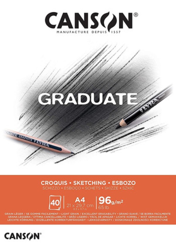 Encontraproduto.com.br - Bloco Graduate Croquis 96 g/m² A-4 21 x 29,7 cm com 40 Folhas Canson