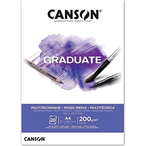 Bloco Graduate Mixed Media 200 g/m² A-4 21 x 29,7 cm com 20 Folhas Canson