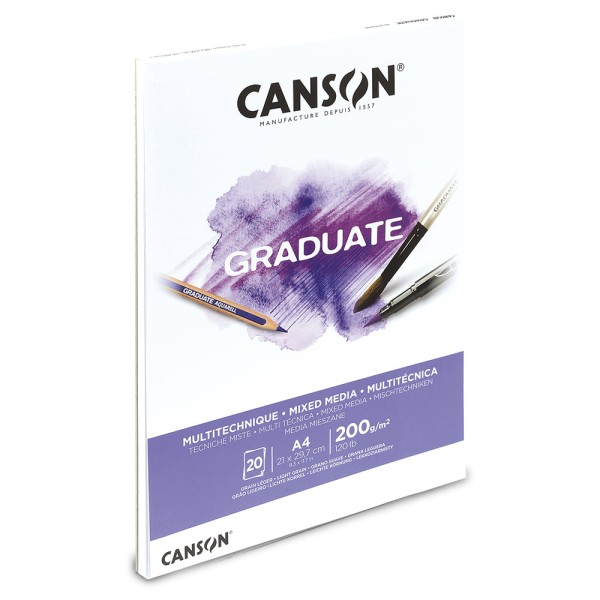 Encontraproduto.com.br - Bloco Graduate Mixed Media 200 g/m² A-4 21 x 29,7 cm com 20 Folhas Canson