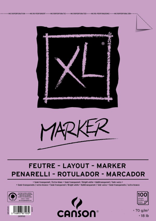 Encontraproduto.com.br - Bloco XL Marker 70 g/m² A-3 29,7 x 42,0 cm com 100 Folhas Canson