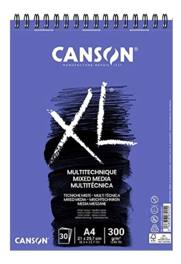 Encontraproduto.com.br - Bloco XL Mix Media 300 g/m² A-4 21,0 x 29,7 cm com 30 Folhas Canson
