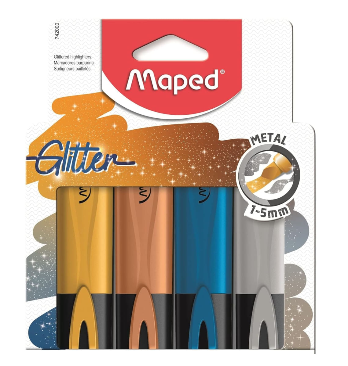 Encontraproduto.com.br - Marca Texto Glitter Metal Estojo Com 4 Un - Maped