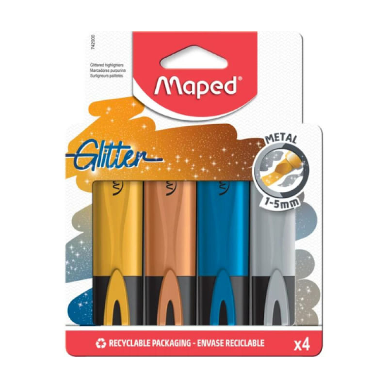 Encontraproduto.com.br - Marca Texto Glitter Metal Estojo Com 4 Un - Maped